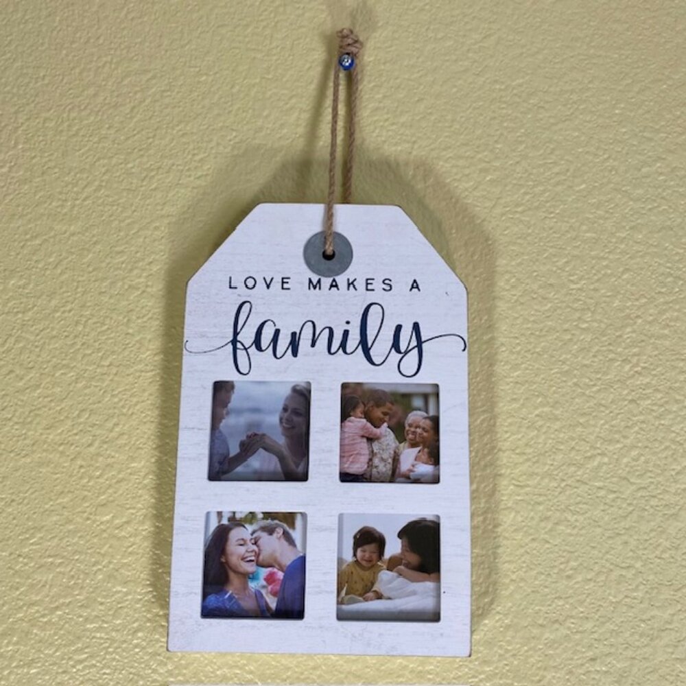 Picture Frame Love makes a Family 2.5 x 2 pictures (4) wood white wash